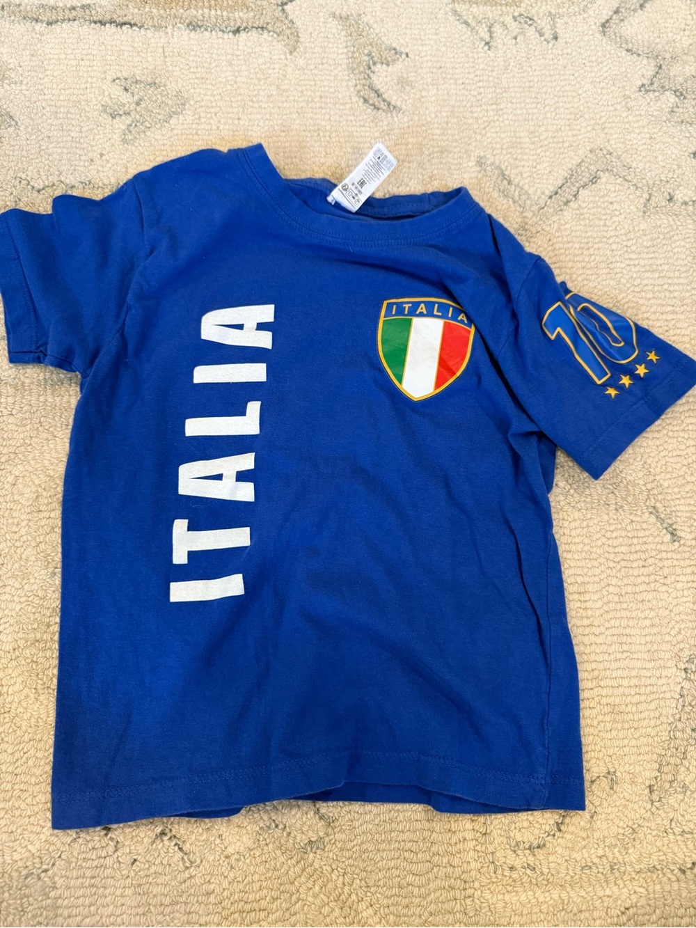 Italia Kids Blue Soccer Crest T-Shirt